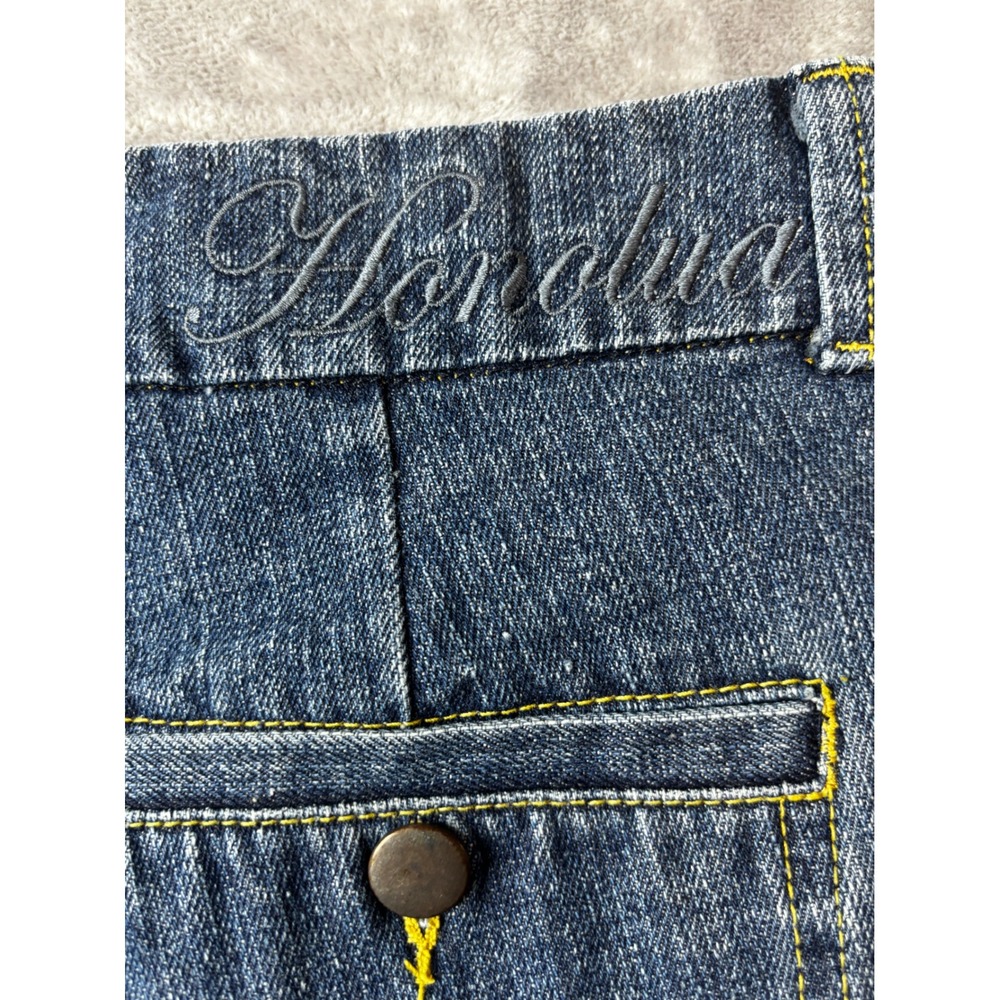 Honolua Wahine Dark Wash Denim Shorts Low Rise Red Floral Lining Size 13 - Picture 5 of 10
